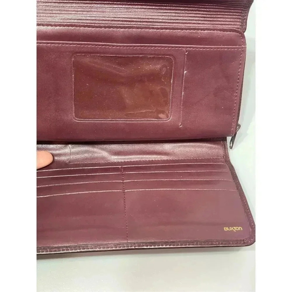 Vintage | Buxton Marble Glazed Velvet Cowhide Bifold Wallet Purse with zippered - Picture 3 of 9
